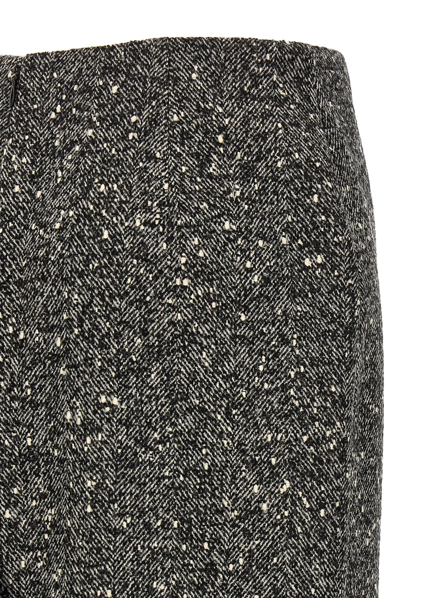 Valentino Garavani Chevron Bouclé Skirt White/black