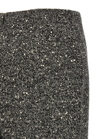 Valentino Garavani Chevron Bouclé Skirt White/black