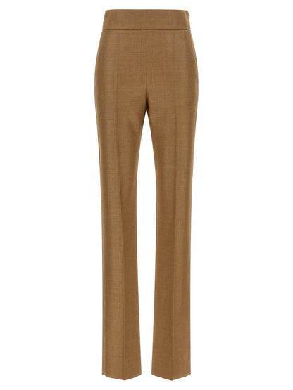 Valentino Garavani Textured Silk Wool Pants Beige