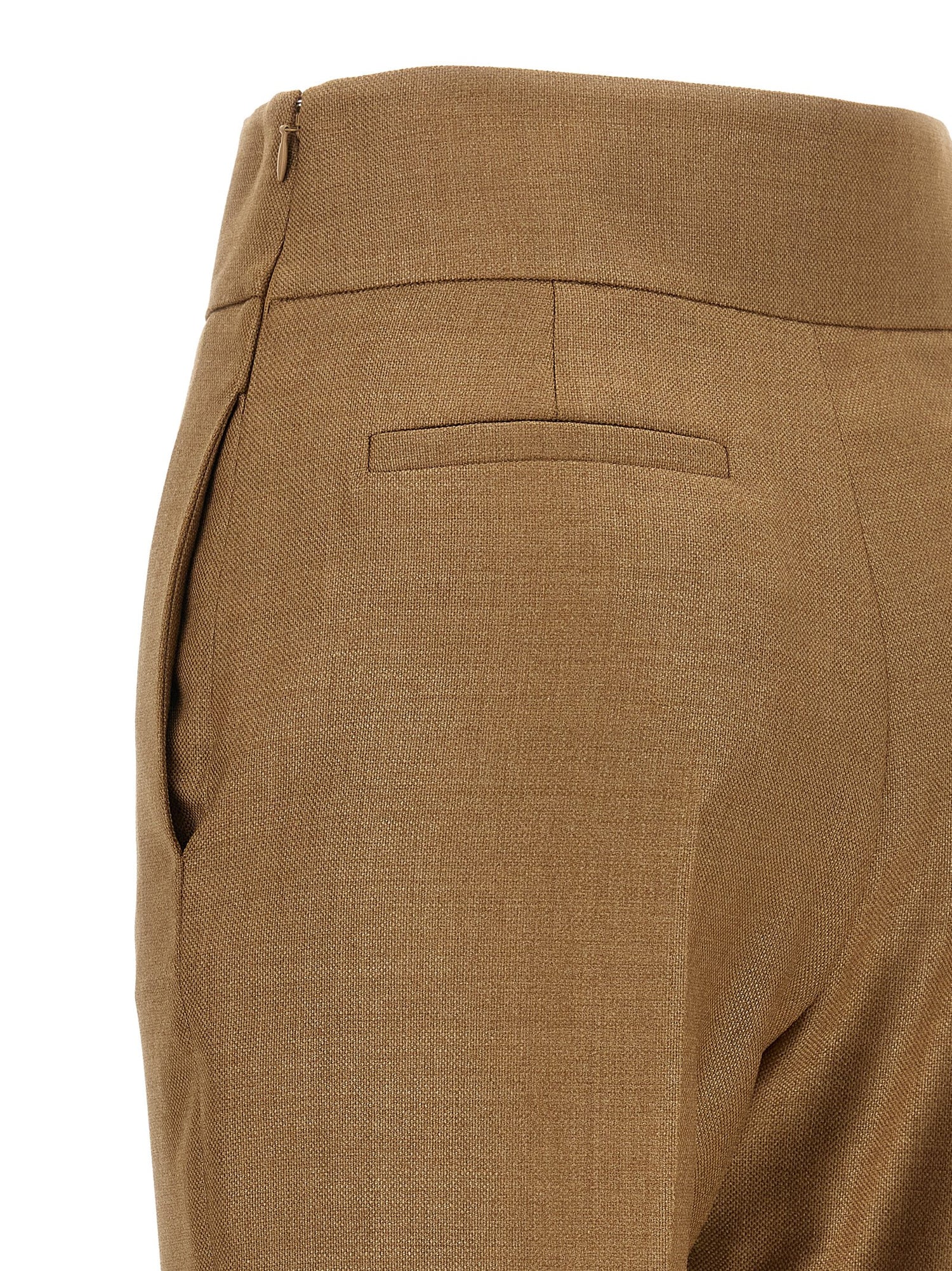 Valentino Garavani Textured Silk Wool Pants Beige