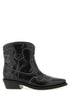 Ganni Low Shaft Embroidered Western Ankle Boots Black