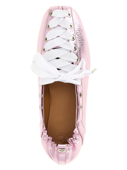 Ganni Lace-up Ballet Flats Pink