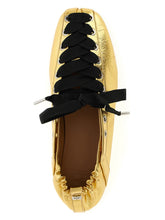 Ganni Lace-up Ballet Flats Gold