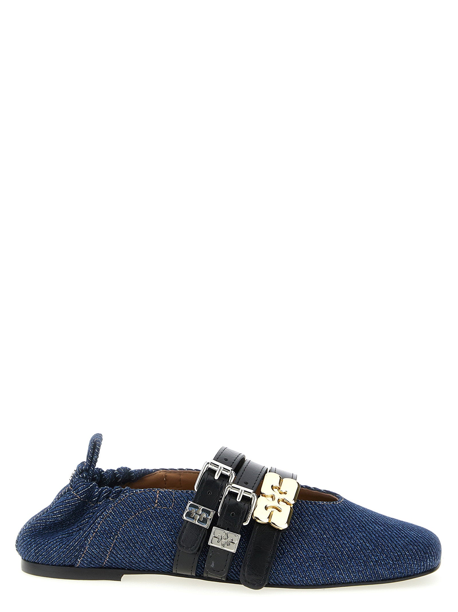 Ganni Sue Triple Ballet Flats Blue