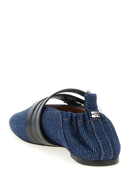 Ganni Sue Triple Ballet Flats Blue