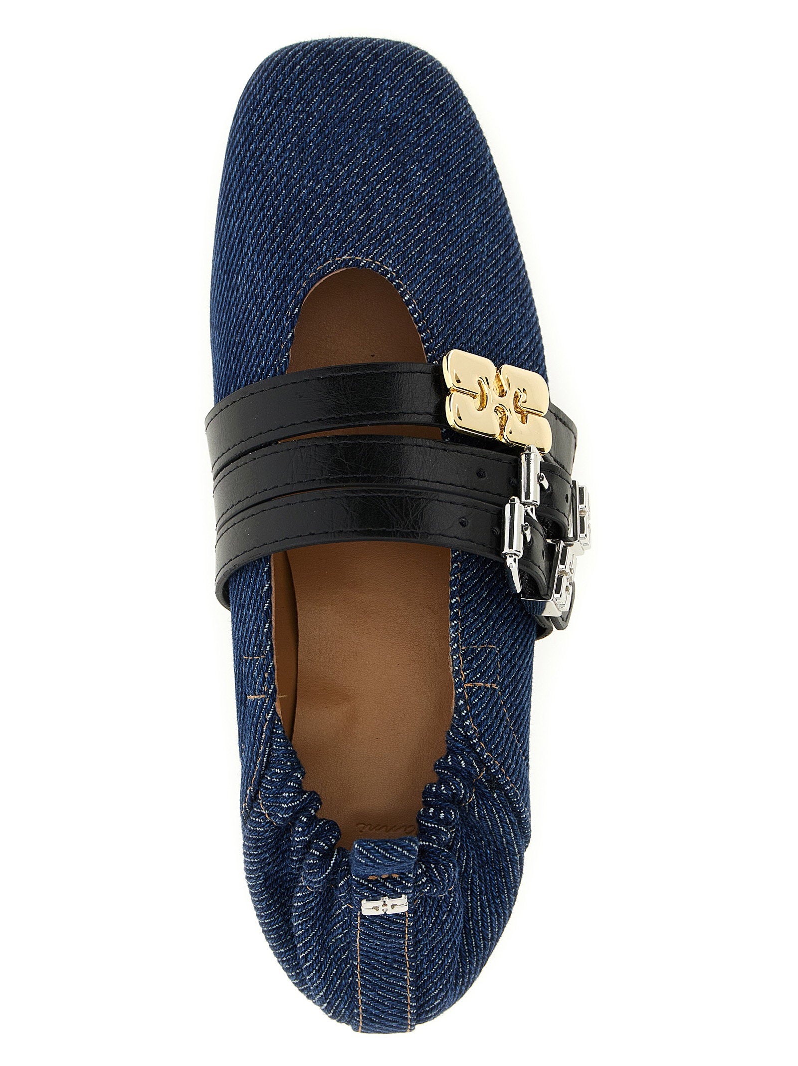 Ganni Sue Triple Ballet Flats Blue