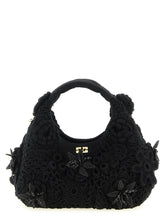 Ganni Mini Hobo Crochet Handbag Black