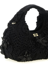 Ganni Mini Hobo Crochet Handbag Black