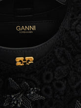 Ganni Mini Hobo Crochet Handbag Black
