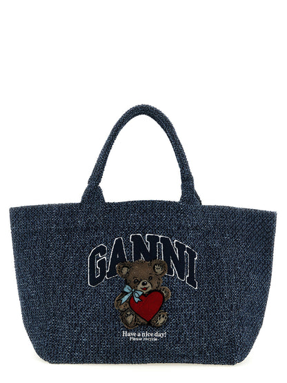 Ganni Medium Bear Shopping Bag Blue