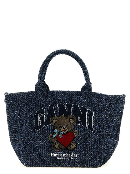 Ganni Small Bear Shopping Bag Blue