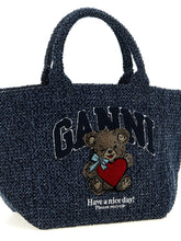 Ganni Small Bear Shopping Bag Blue