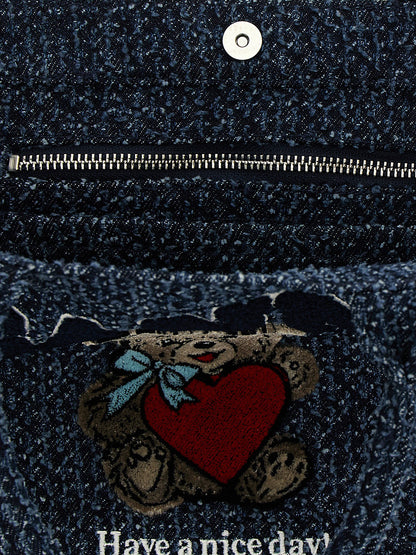 Ganni Small Bear Shopping Bag Blue