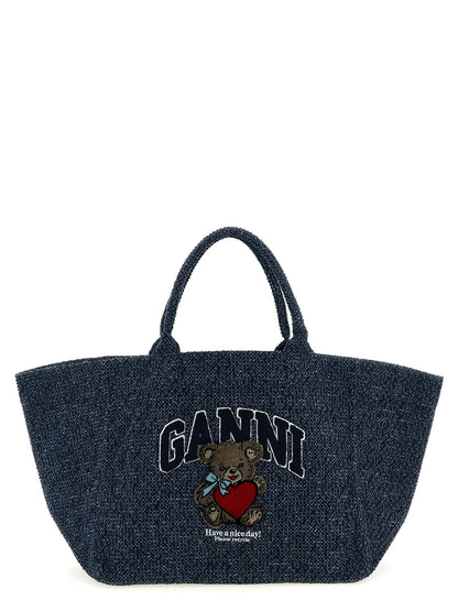 Ganni Xxl Bear Shopping Bag Blue