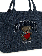Ganni Xxl Bear Shopping Bag Blue