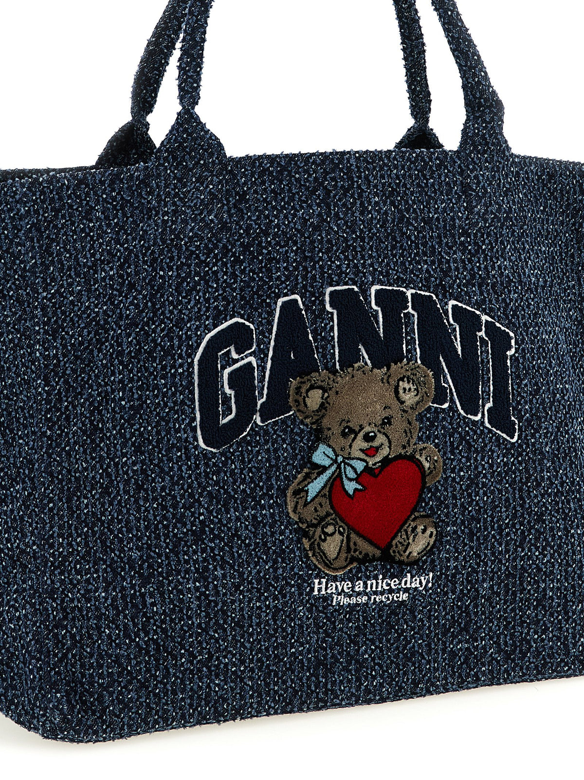 Ganni Xxl Bear Shopping Bag Blue