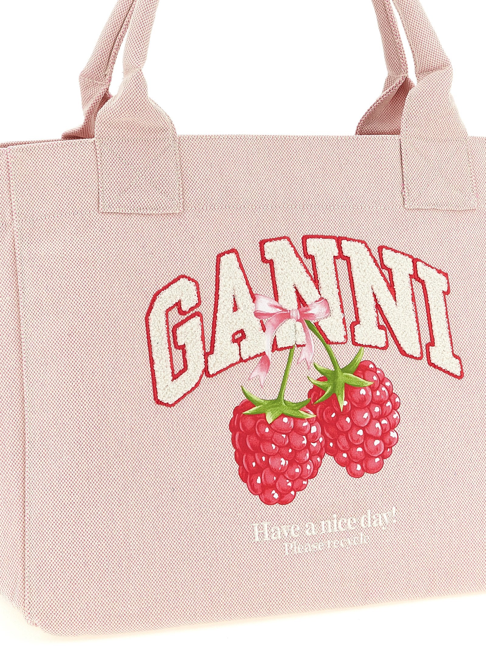 Ganni Medium Raspberry Shopping Bag Pink