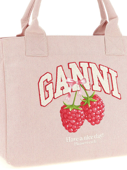 Ganni Medium Raspberry Shopping Bag Pink