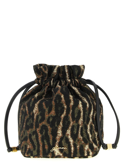 Ganni Metallic Bou Bucket Pouch Brown