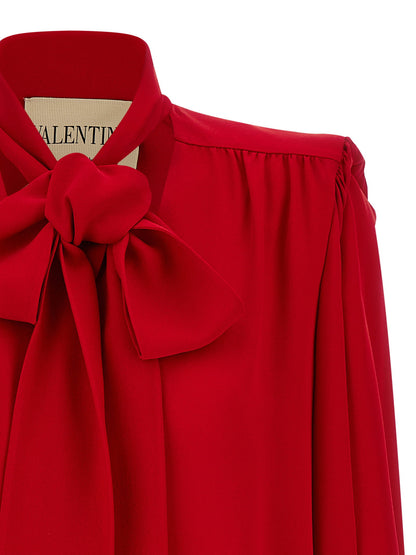 Valentino Garavani Silk Shirt With Bow Red