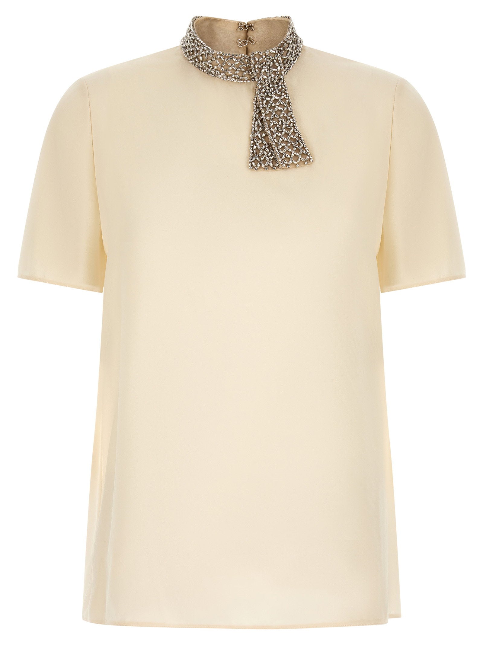 Valentino Garavani Jewel Collar Top White