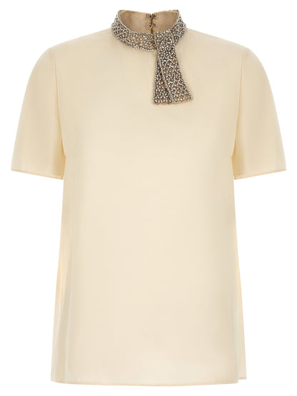 Valentino Garavani Jewel Collar Top White