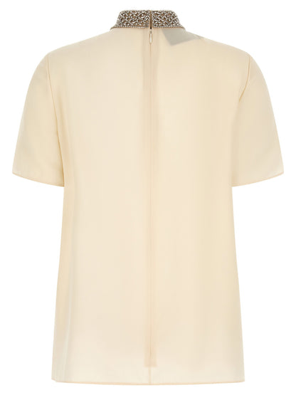 Valentino Garavani Jewel Collar Top White