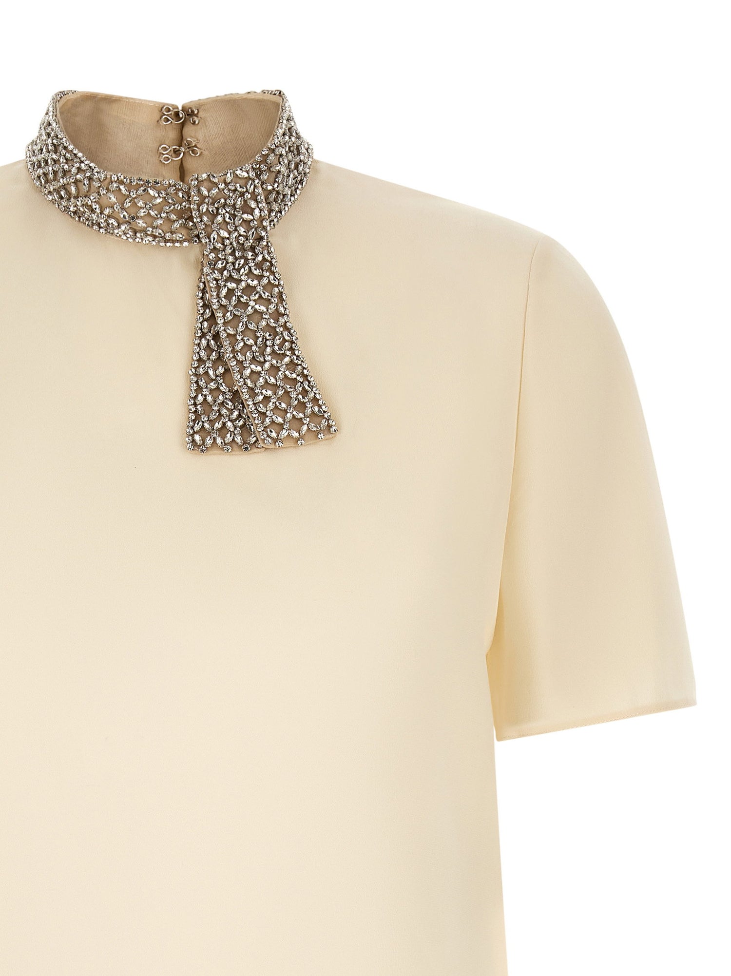 Valentino Garavani Jewel Collar Top White