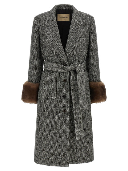 Valentino Garavani Mossi Coat White/Black