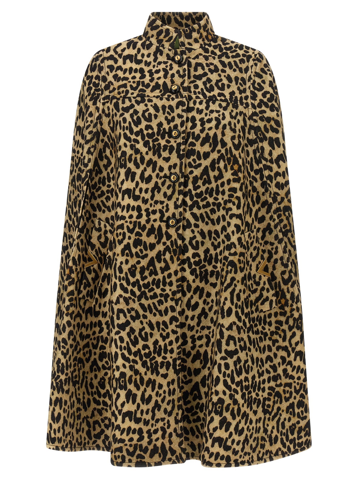 Valentino Garavani Cape In Animalier Cloth Brown