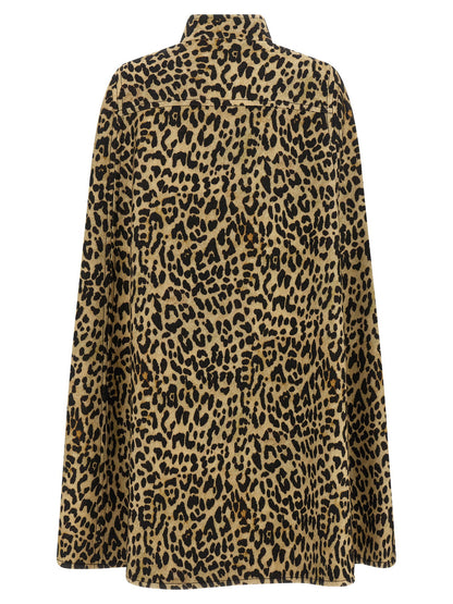 Valentino Garavani Cape In Animalier Cloth Brown