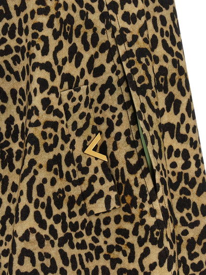 Valentino Garavani Cape In Animalier Cloth Brown
