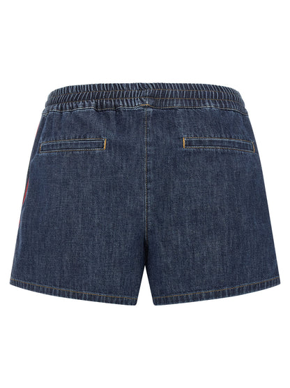 Valentino Garavani Chambray Denim Shorts Blue
