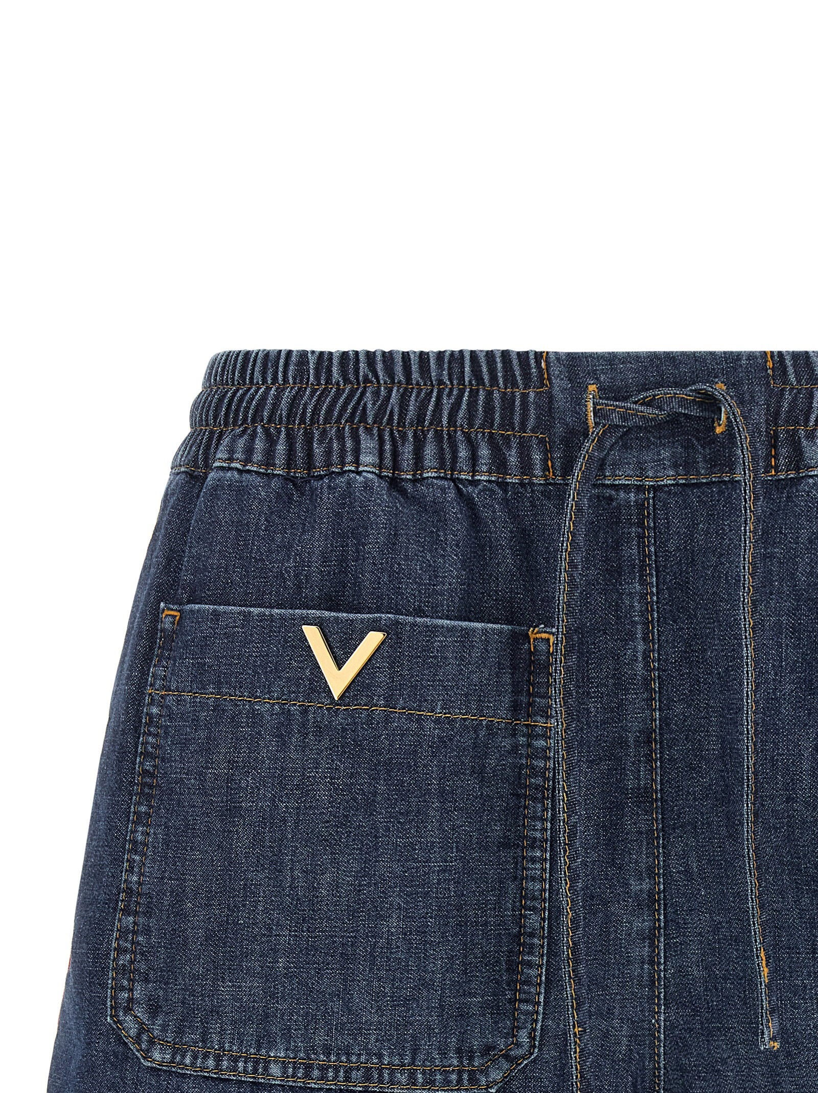 Valentino Garavani Chambray Denim Shorts Blue