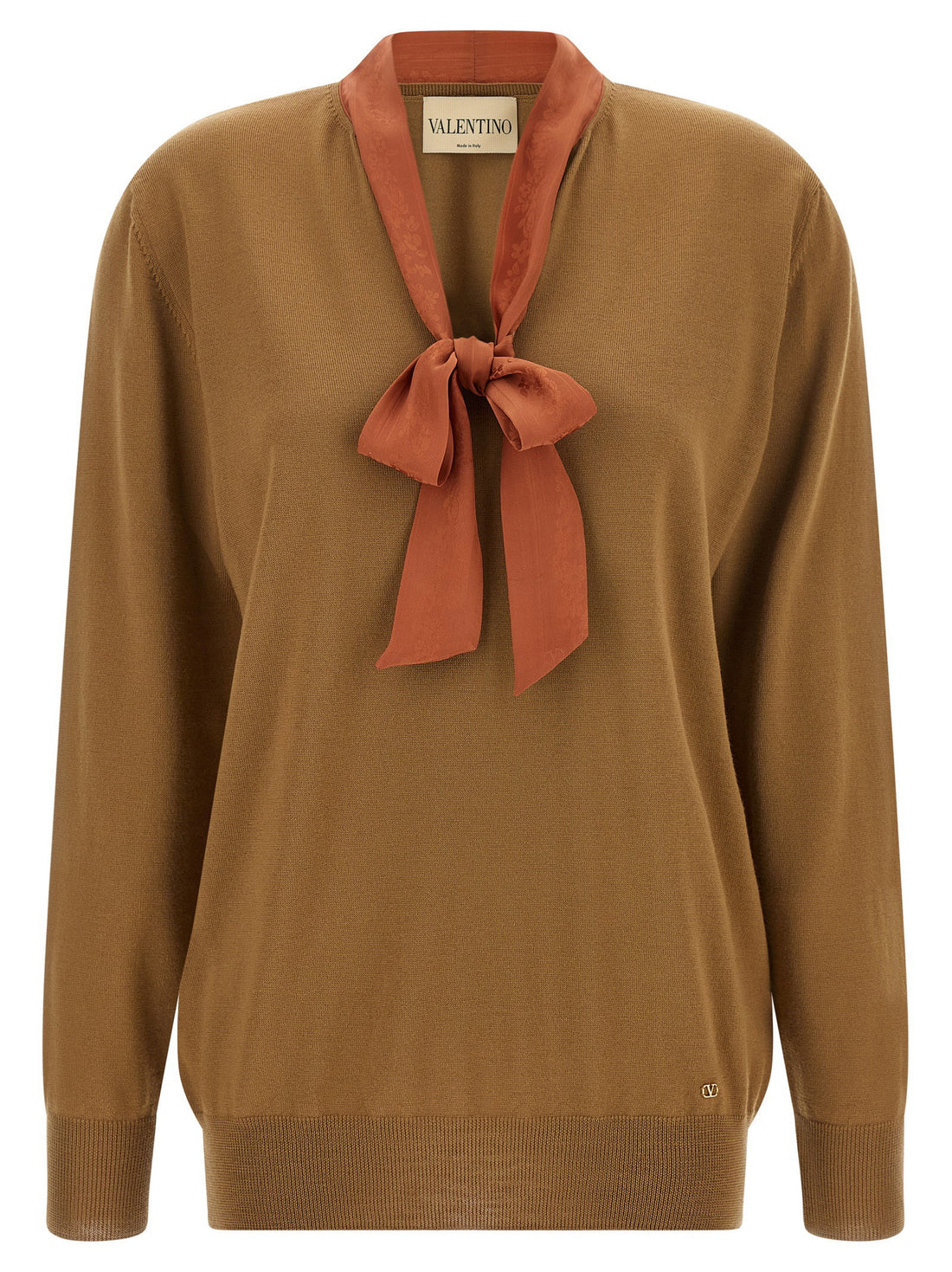 Valentino Garavani Lavallière Collar Sweater Brown