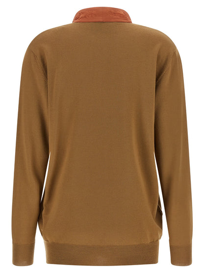 Valentino Garavani Lavallière Collar Sweater Brown