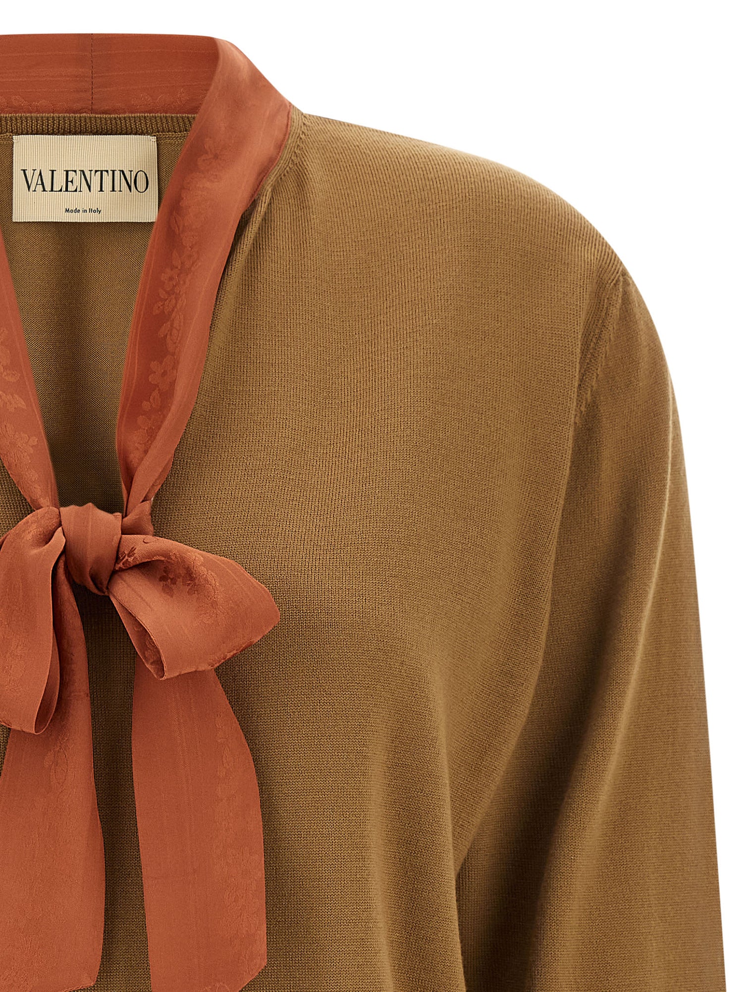 Valentino Garavani Lavallière Collar Sweater Brown