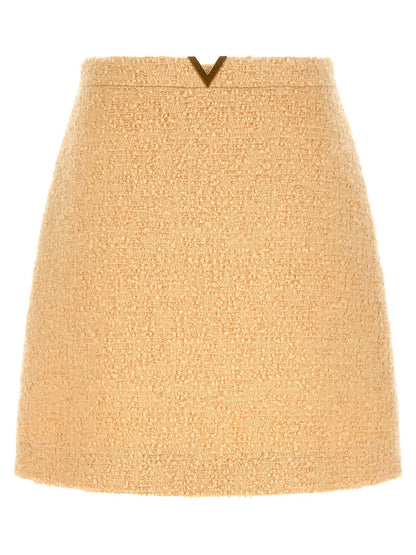 Valentino Garavani V Gold Skirt Beige