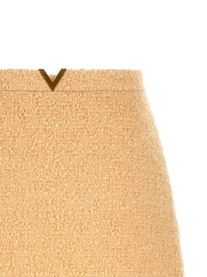 Valentino Garavani V Gold Skirt Beige