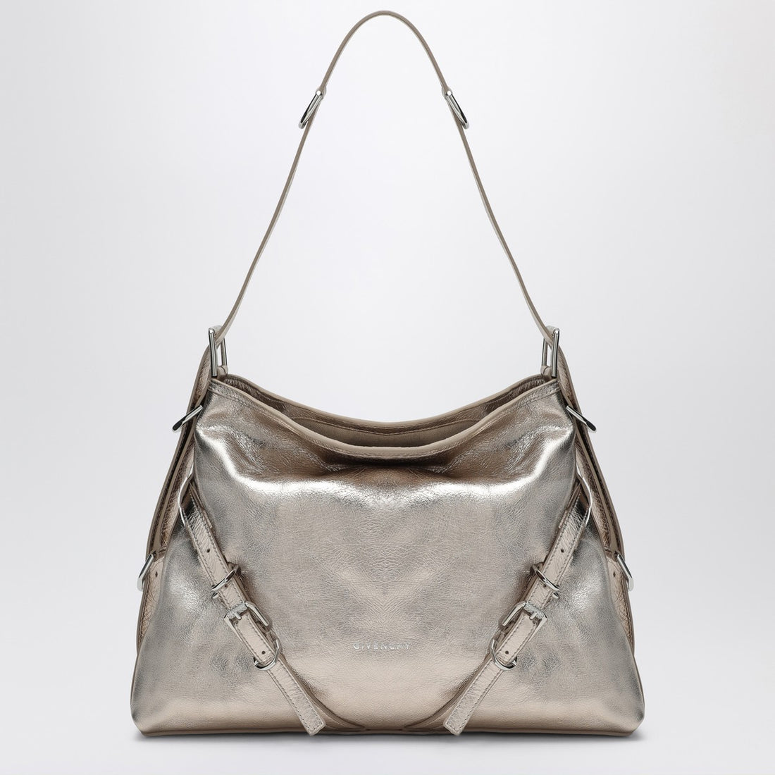 Givenchy Voyou Medium Laminated Leather Shoulder Bag Metal