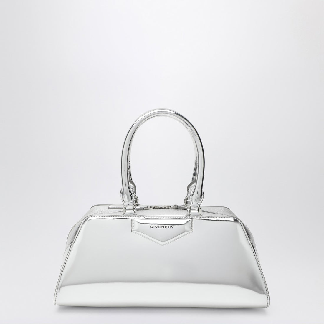 Givenchy Antigona East-West Laminated Leather Shoulder Bag Grey