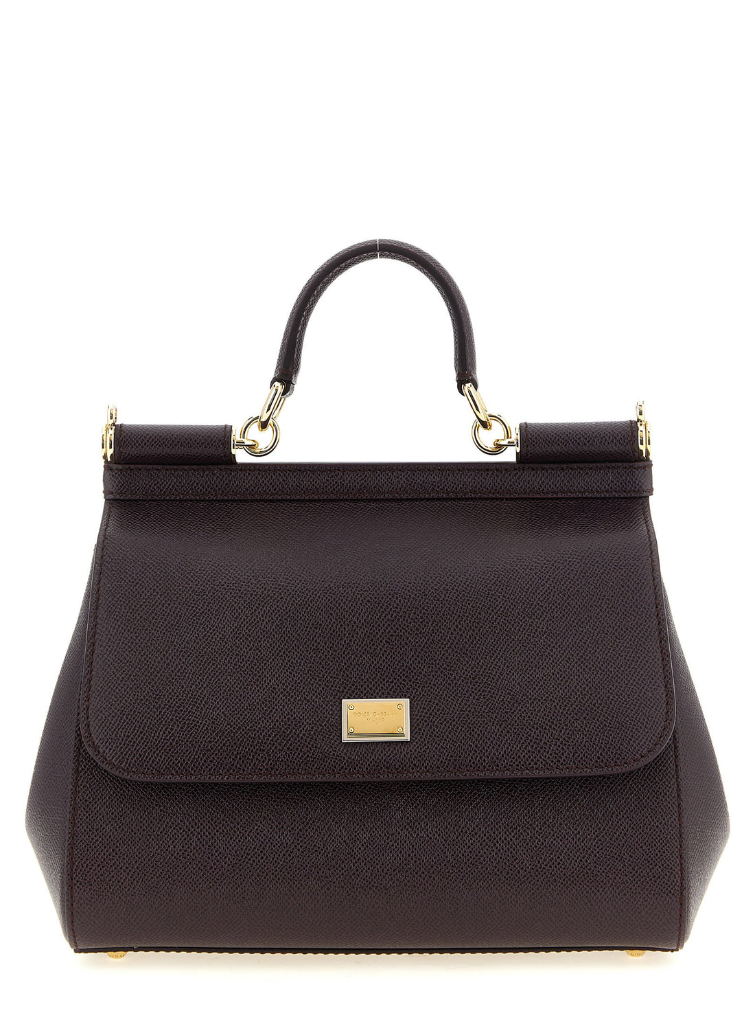 Dolce & Gabbana Sicily Grande Dauphine Leather Handbag Bordeaux