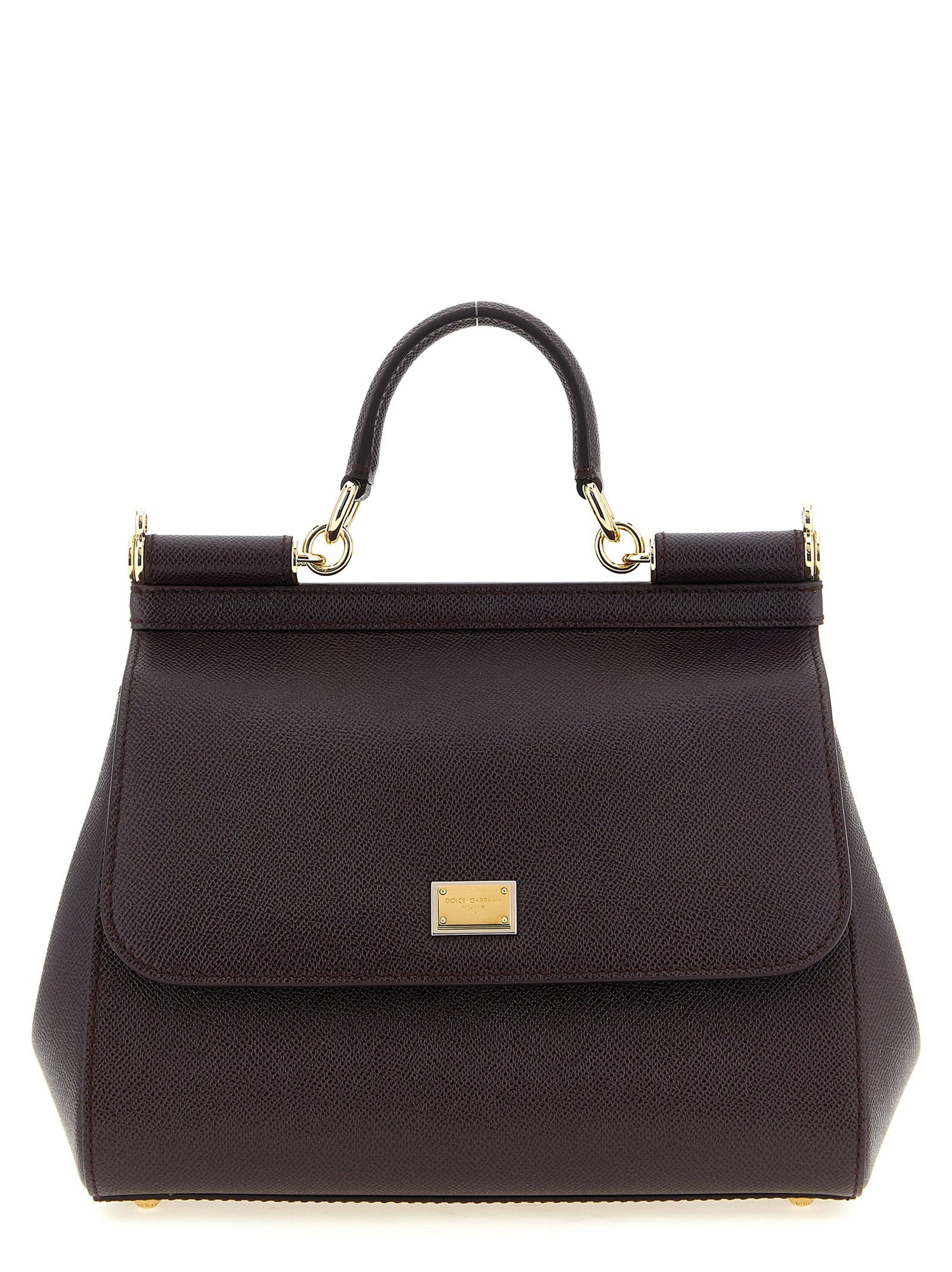 Dolce &amp; Gabbana Sicily Grande Dauphine Leather Handbag Bordeaux