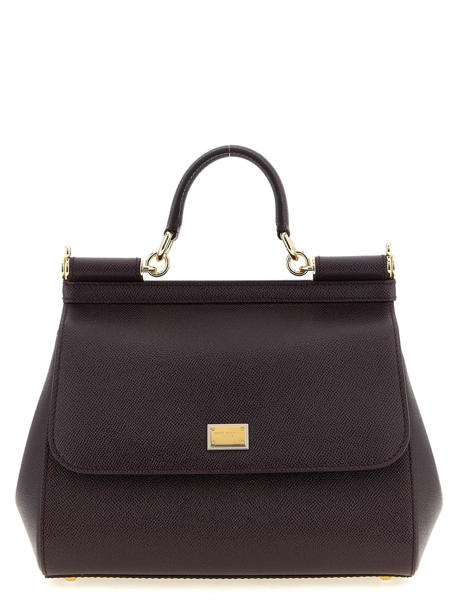 Dolce &amp; Gabbana Sicily Grande Dauphine Leather Handbag Bordeaux