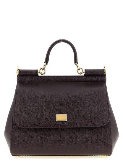 Dolce &amp; Gabbana Sicily Grande Dauphine Leather Handbag Bordeaux