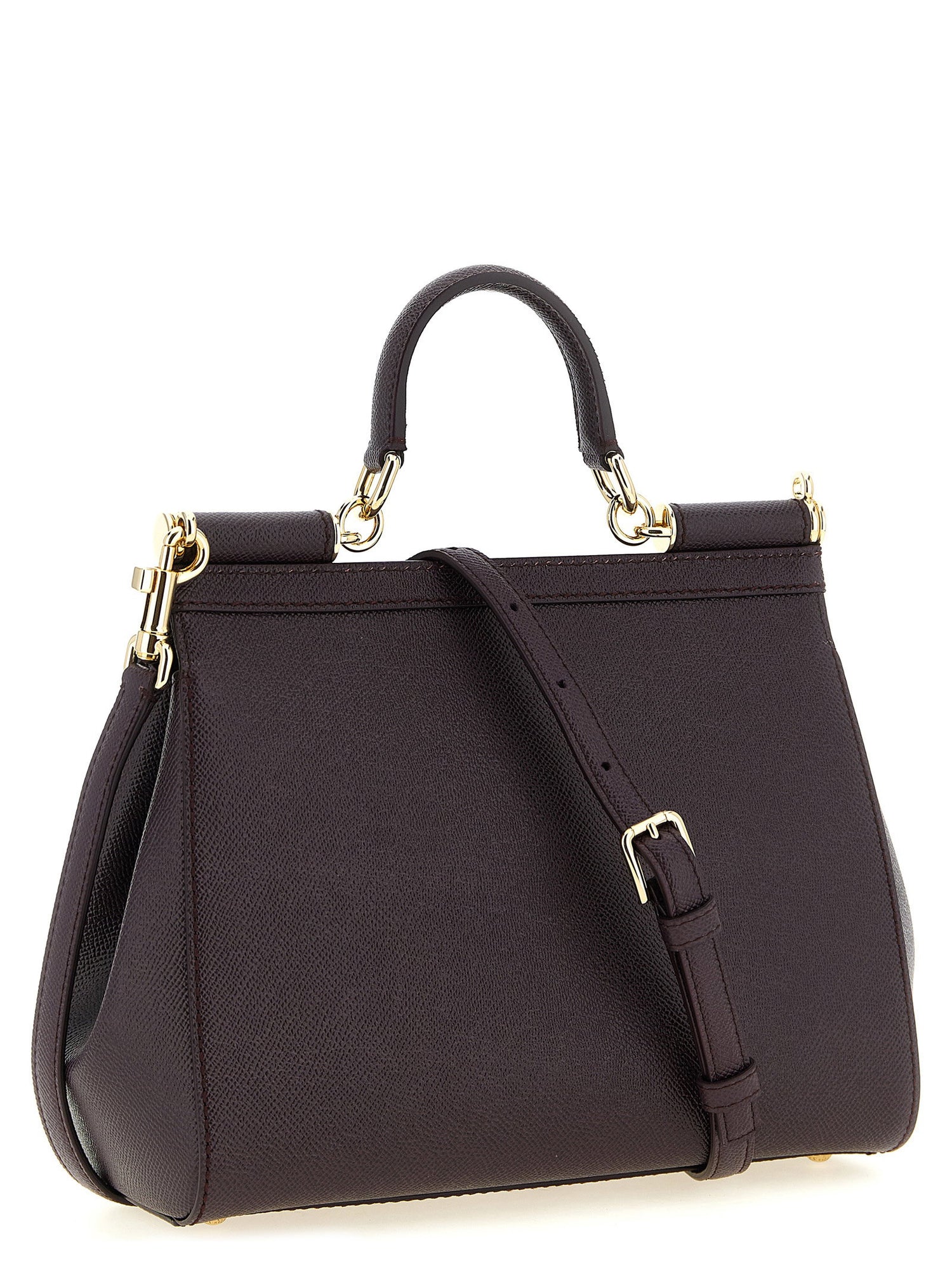 Dolce &amp; Gabbana Sicily Grande Dauphine Leather Handbag Bordeaux