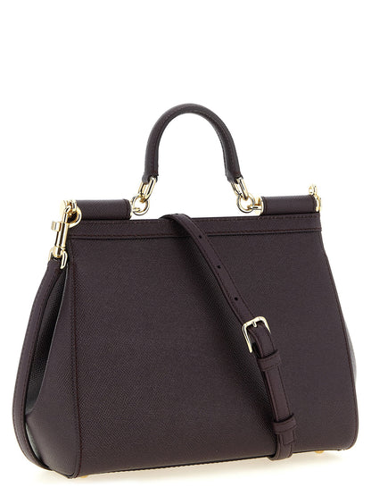 Dolce &amp; Gabbana Sicily Grande Dauphine Leather Handbag Bordeaux