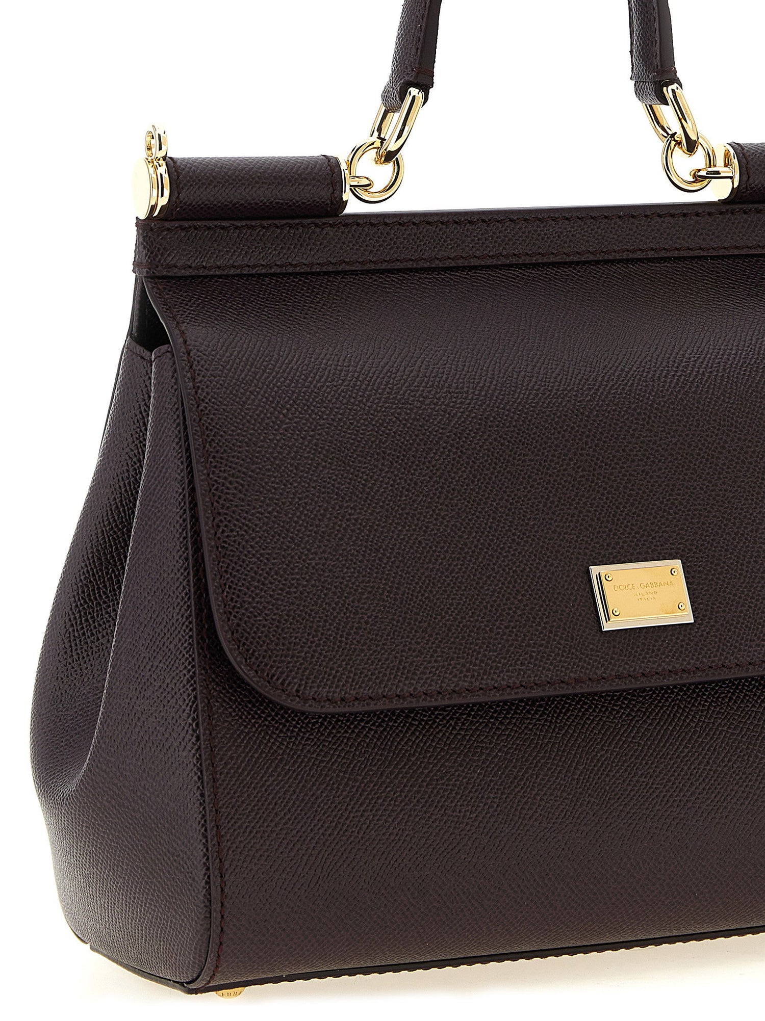 Dolce &amp; Gabbana Sicily Grande Dauphine Leather Handbag Bordeaux