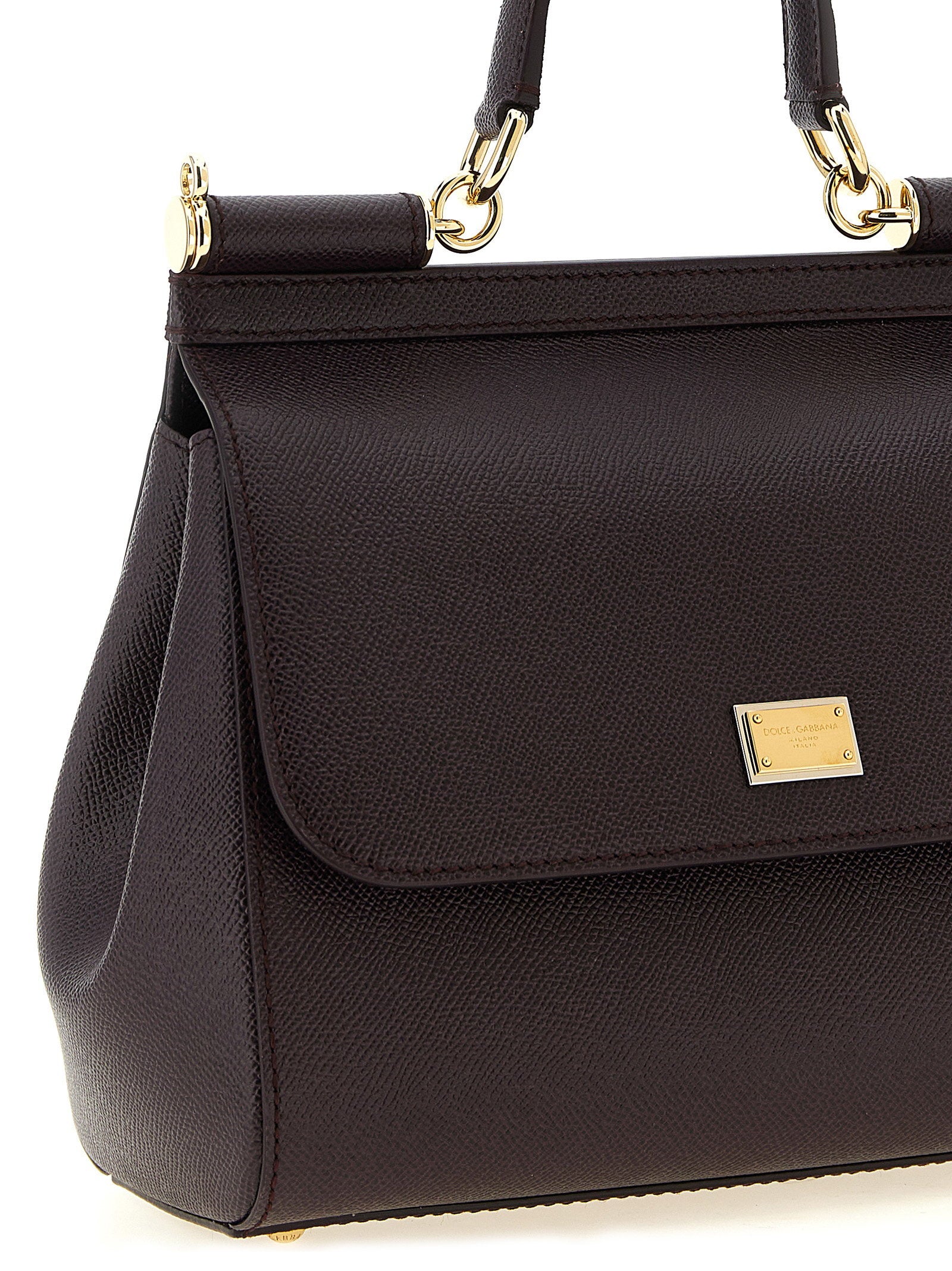 Dolce &amp; Gabbana Sicily Grande Dauphine Leather Handbag Bordeaux