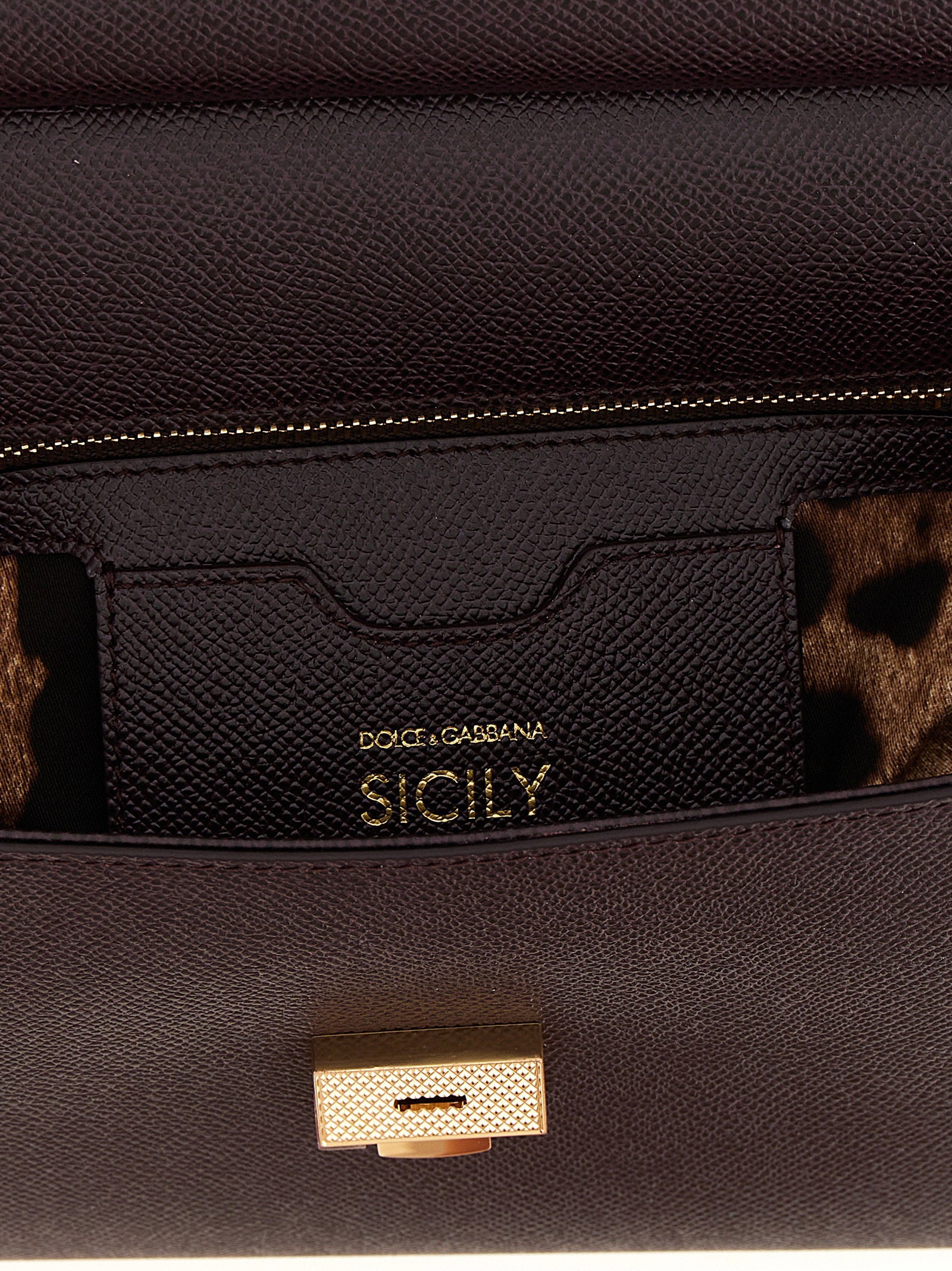 Dolce &amp; Gabbana Sicily Grande Dauphine Leather Handbag Bordeaux